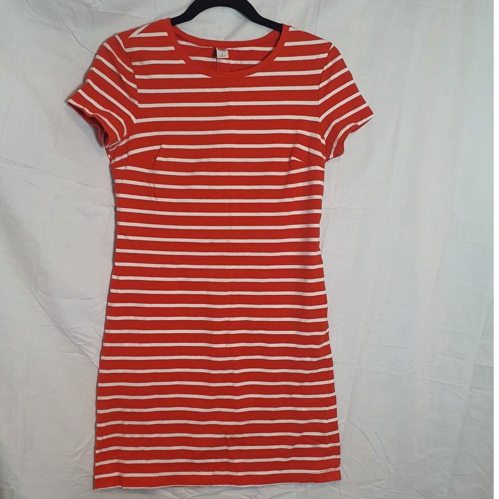 Old Navy Small Striped Short Sleeve Knit T-Shirt Mini Dress Comfy Vacation Beach